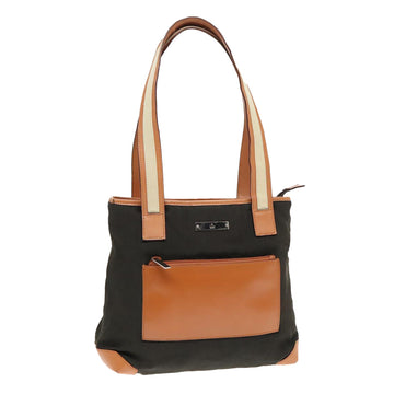 GUCCI Tote Bag Canvas Khaki Silver Auth 89723