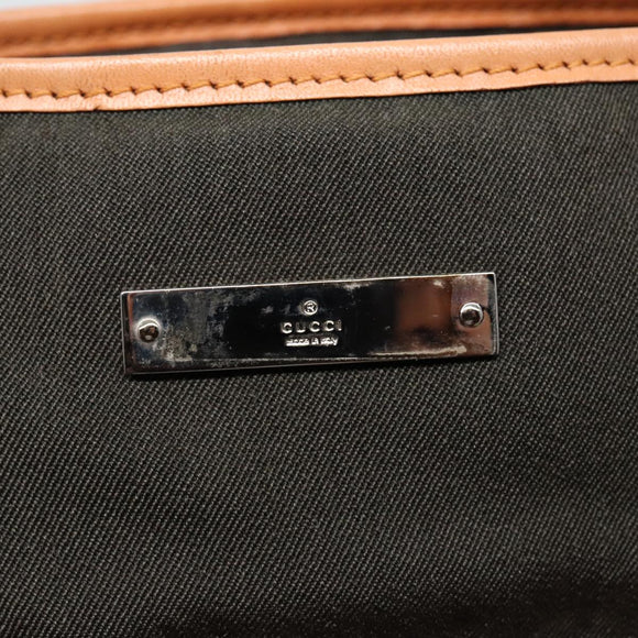 GUCCI Tote Bag Canvas Khaki Silver Auth 89723