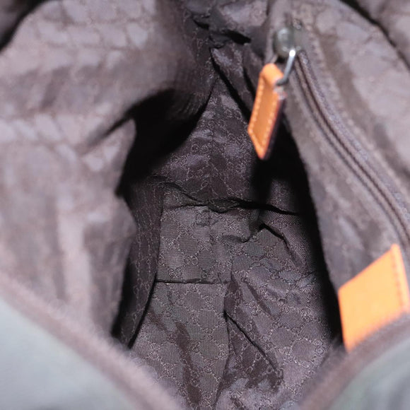 GUCCI Tote Bag Canvas Khaki Silver Auth 89723