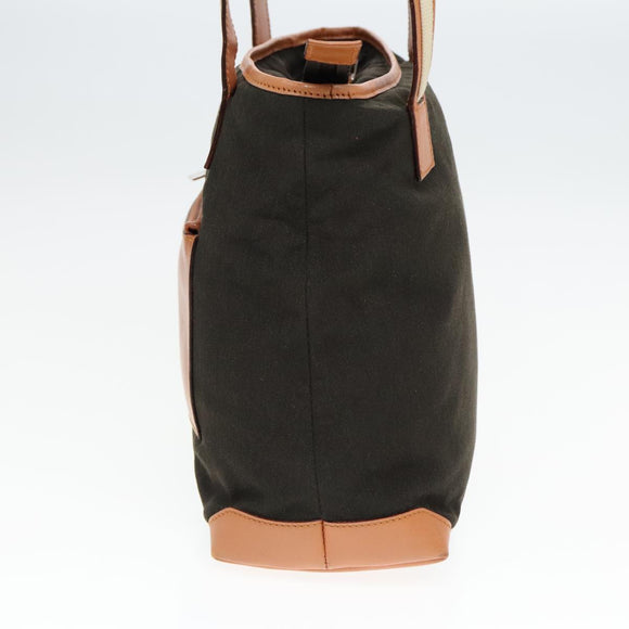 GUCCI Tote Bag Canvas Khaki Silver Auth 89723
