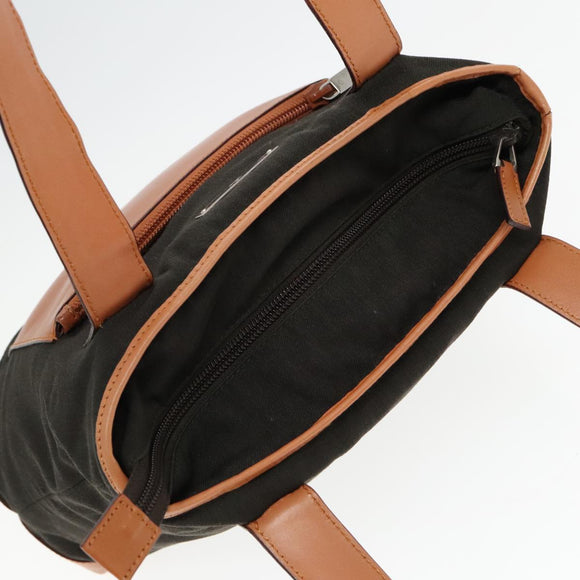 GUCCI Tote Bag Canvas Khaki Silver Auth 89723