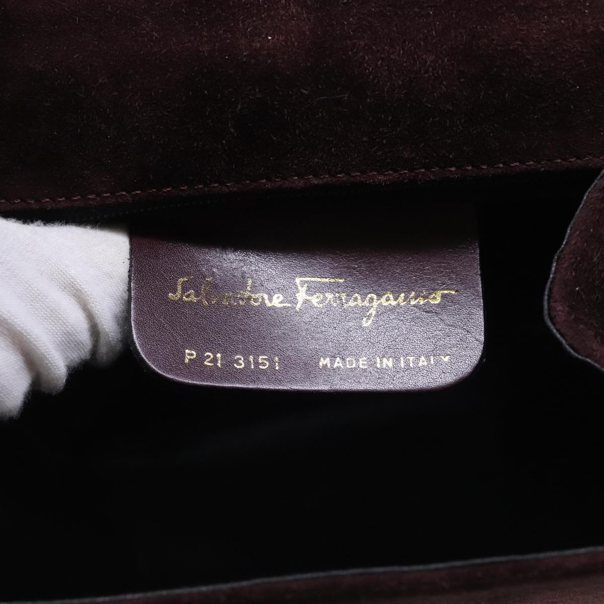 Salvatore Ferragamo Shoulder Bag Suede Brown Gold Auth 89725