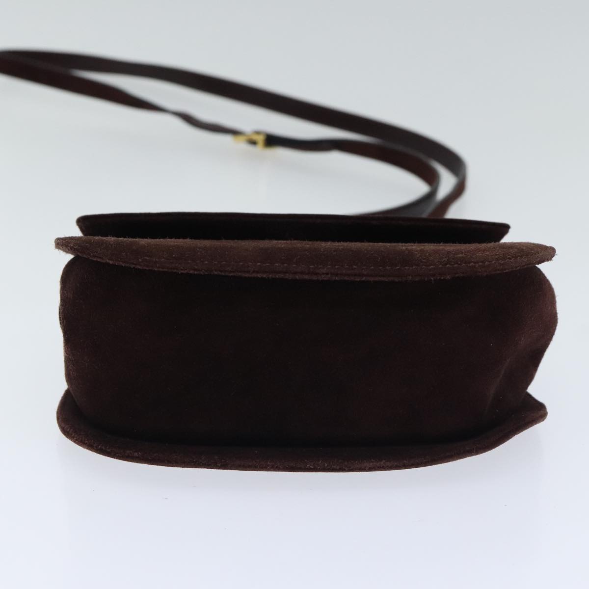 Salvatore Ferragamo Shoulder Bag Suede Brown Gold Auth 89725