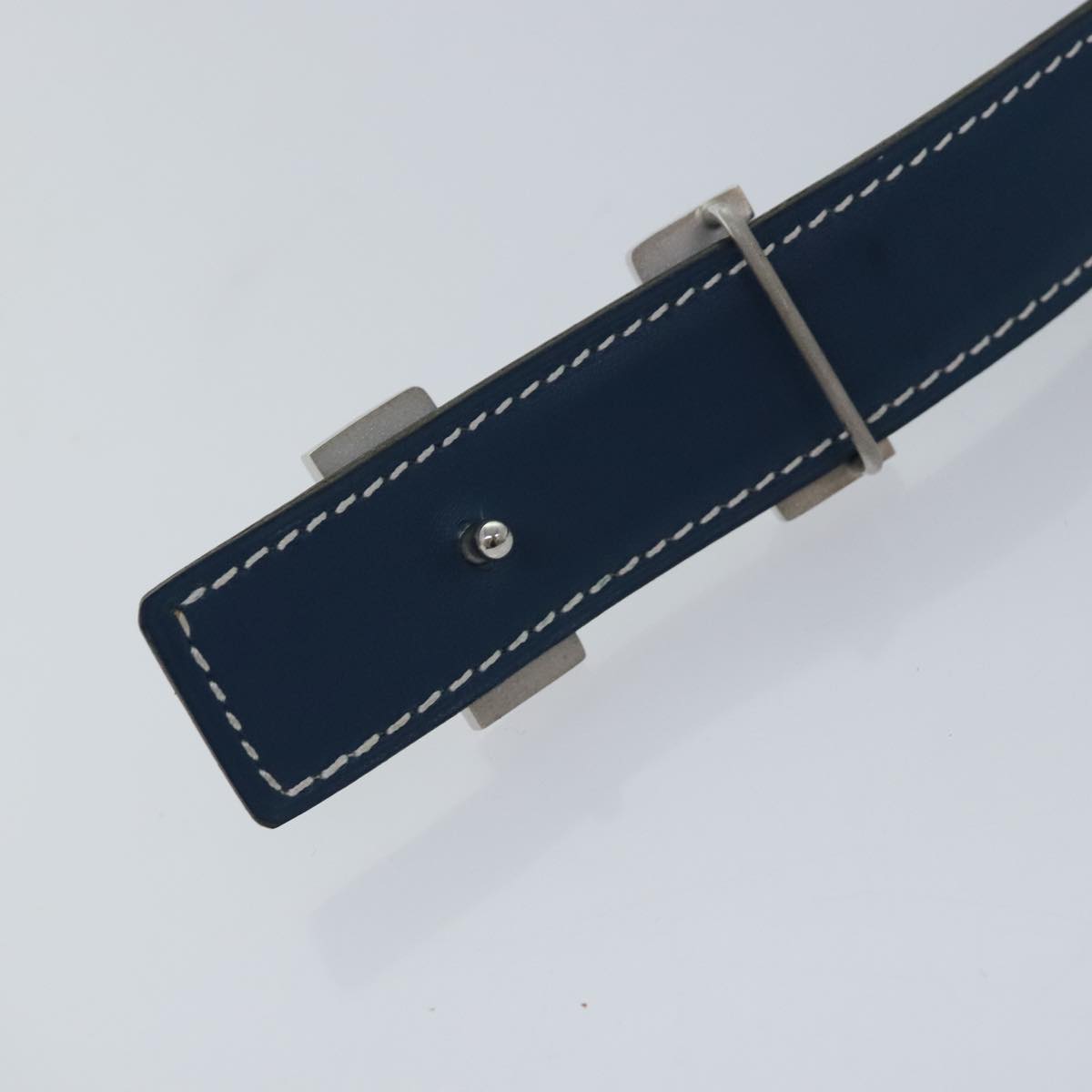 HERMES Belt Leather 39.4"" Blue Auth 89732