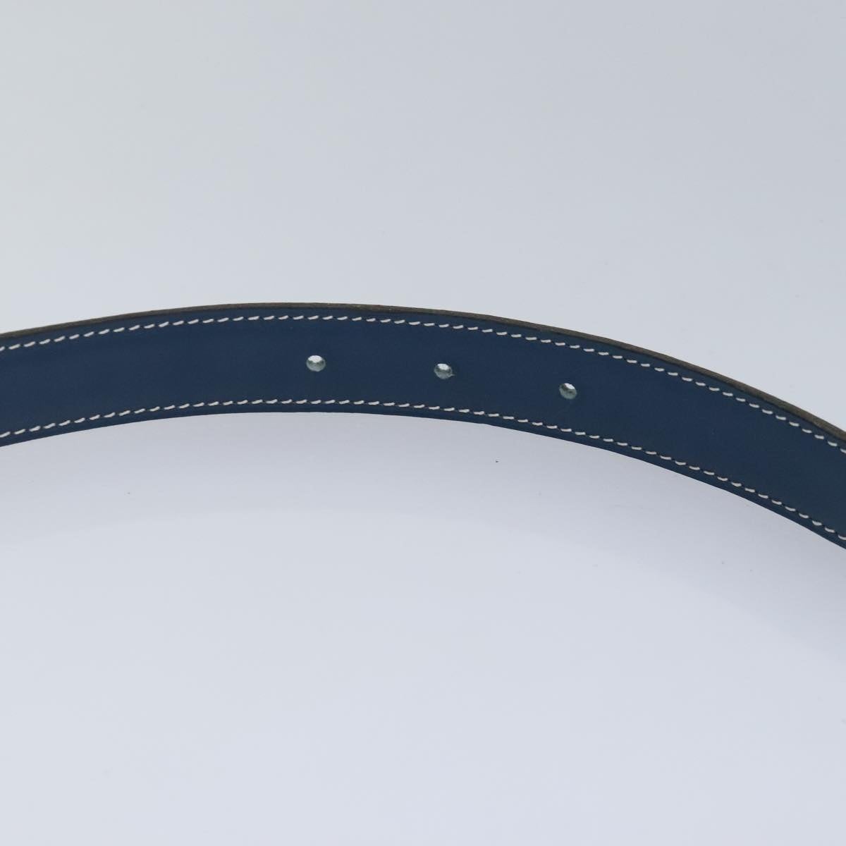 HERMES Belt Leather 39.4"" Blue Auth 89732