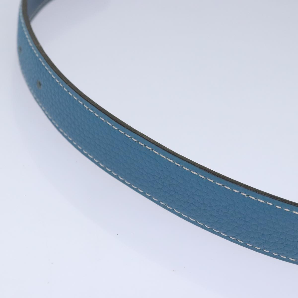 HERMES Belt Leather 39.4"" Blue Auth 89732