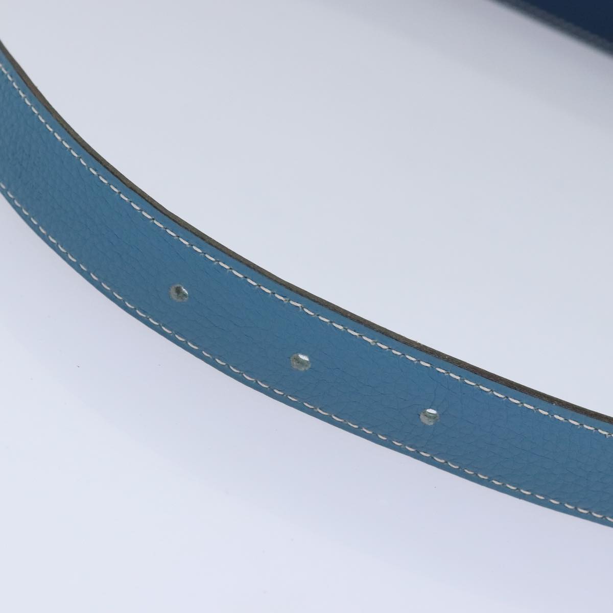 HERMES Belt Leather 39.4"" Blue Auth 89732