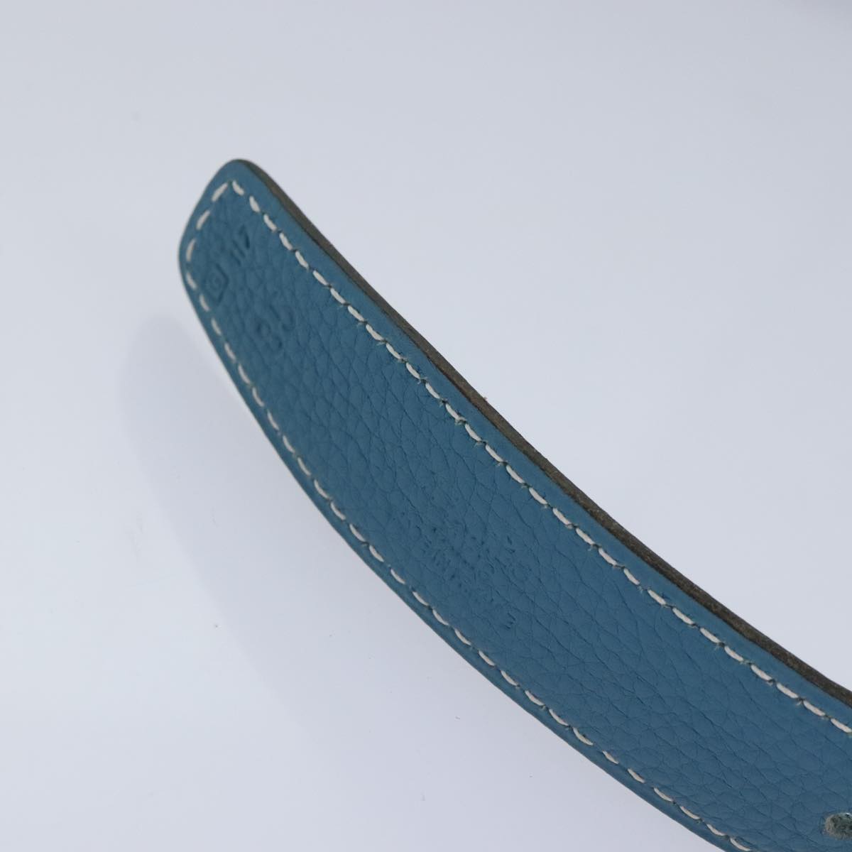 HERMES Belt Leather 39.4"" Blue Auth 89732