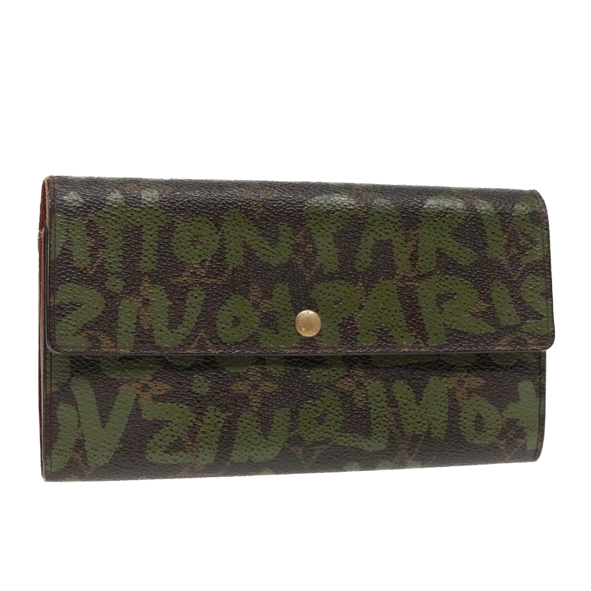 LOUIS VUITTON Monogram Graffiti Porte Monnaie Credit Khaki M92188 LV Auth 89733