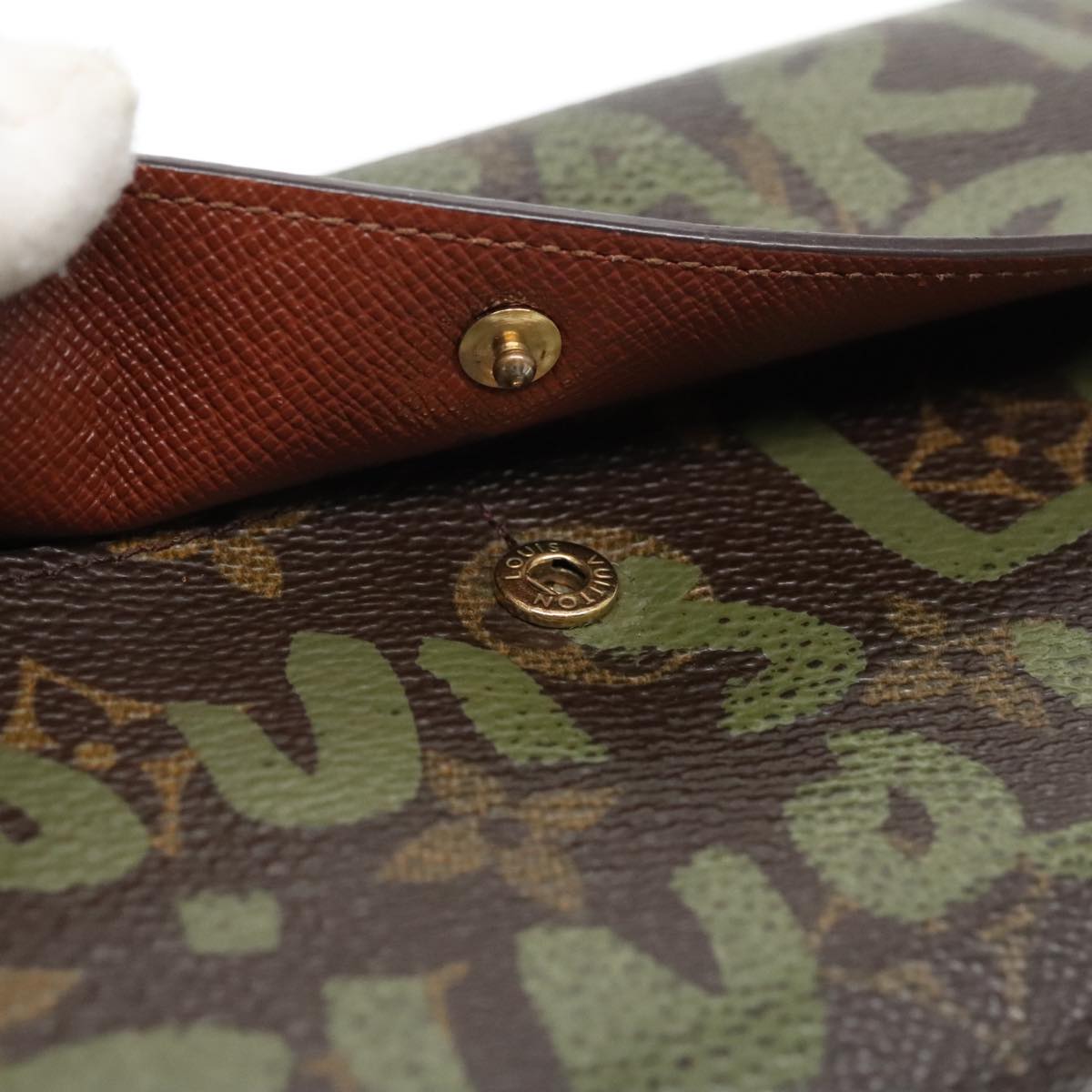 LOUIS VUITTON Monogram Graffiti Porte Monnaie Credit Khaki M92188 LV Auth 89733