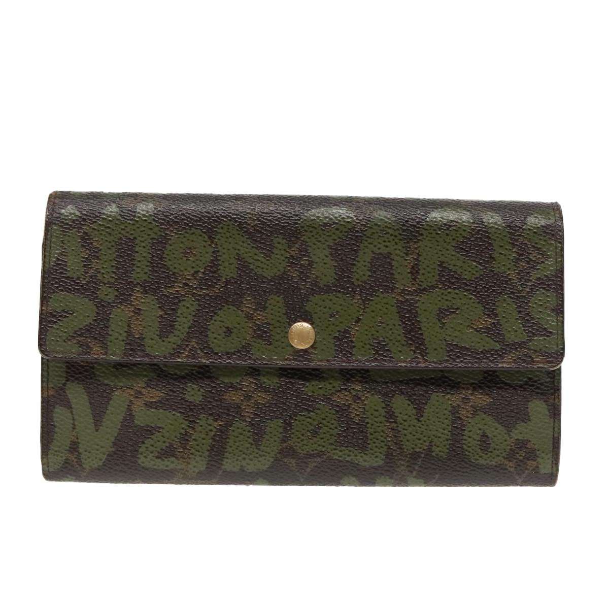 LOUIS VUITTON Monogram Graffiti Porte Monnaie Credit Khaki M92188 LV Auth 89733