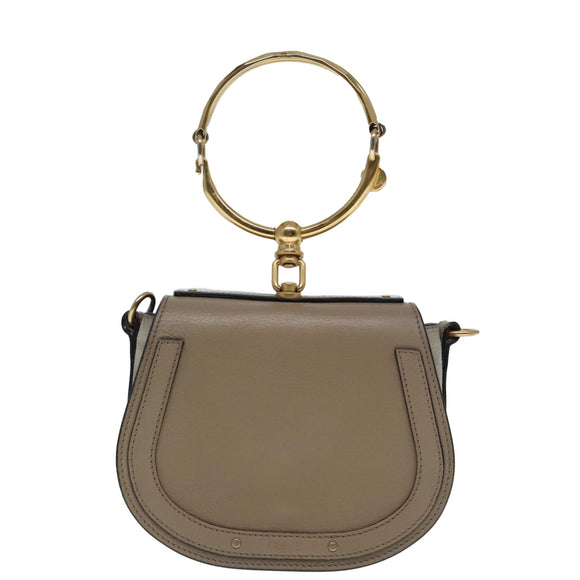 Chloe Nile Hand Bag Leather 2way Brown Gold Auth 89736V