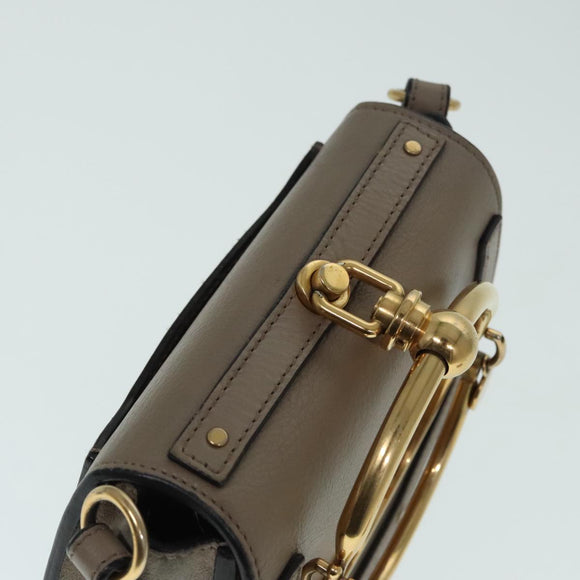Chloe Nile Hand Bag Leather 2way Brown Gold Auth 89736V