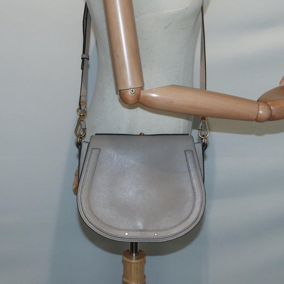 Chloe Nile Hand Bag Leather 2way Brown Gold Auth 89737