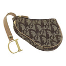 Christian Dior Trotter Canvas Saddle Pouch Brown Gold Auth 89738-1