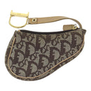 Christian Dior Trotter Canvas Saddle Pouch Brown Gold Auth 89738-2