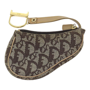 Christian Dior Trotter Canvas Saddle Pouch Brown Gold Auth 89738 - 0
