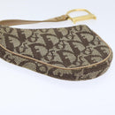 Christian Dior Trotter Canvas Saddle Pouch Brown Gold Auth 89738-5