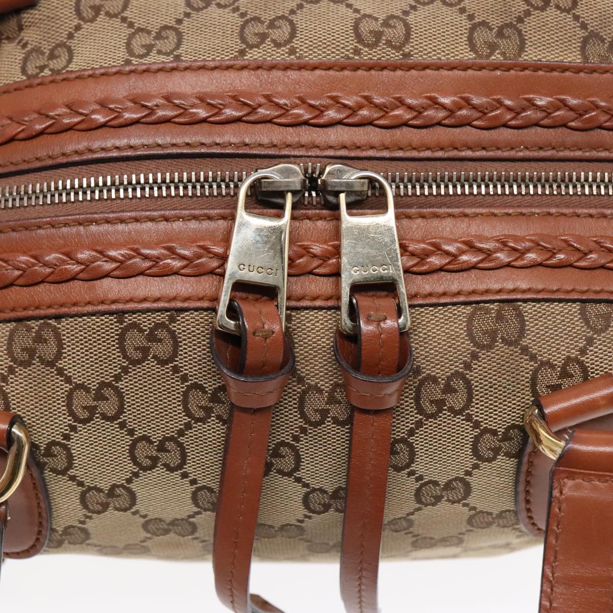 GUCCI GG Canvas Hand Bag Beige Brown Gold 296898 Auth 89757