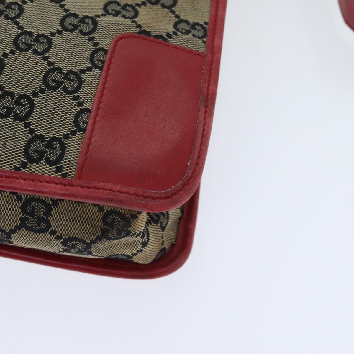 GUCCI GG Canvas Shoulder Bag Navy Red Auth 89760