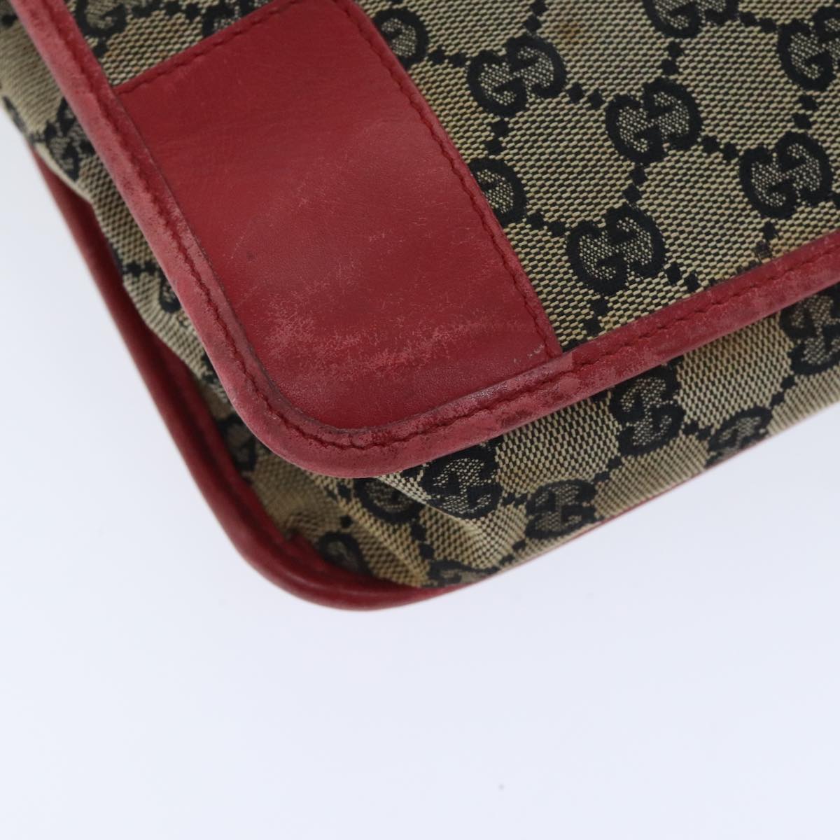 GUCCI GG Canvas Shoulder Bag Navy Red Auth 89760