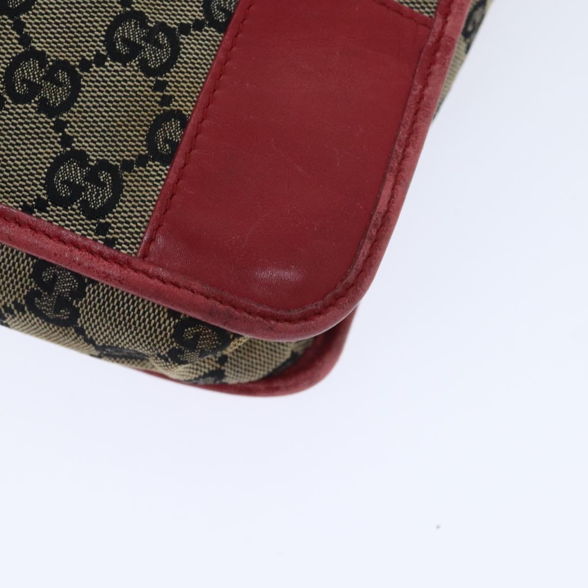 GUCCI GG Canvas Shoulder Bag Navy Red Auth 89760