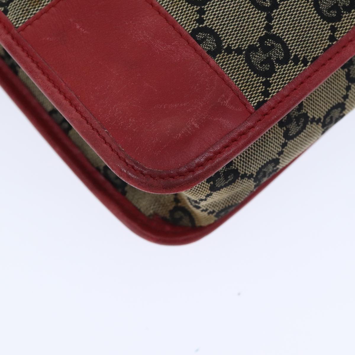 GUCCI GG Canvas Shoulder Bag Navy Red Auth 89760