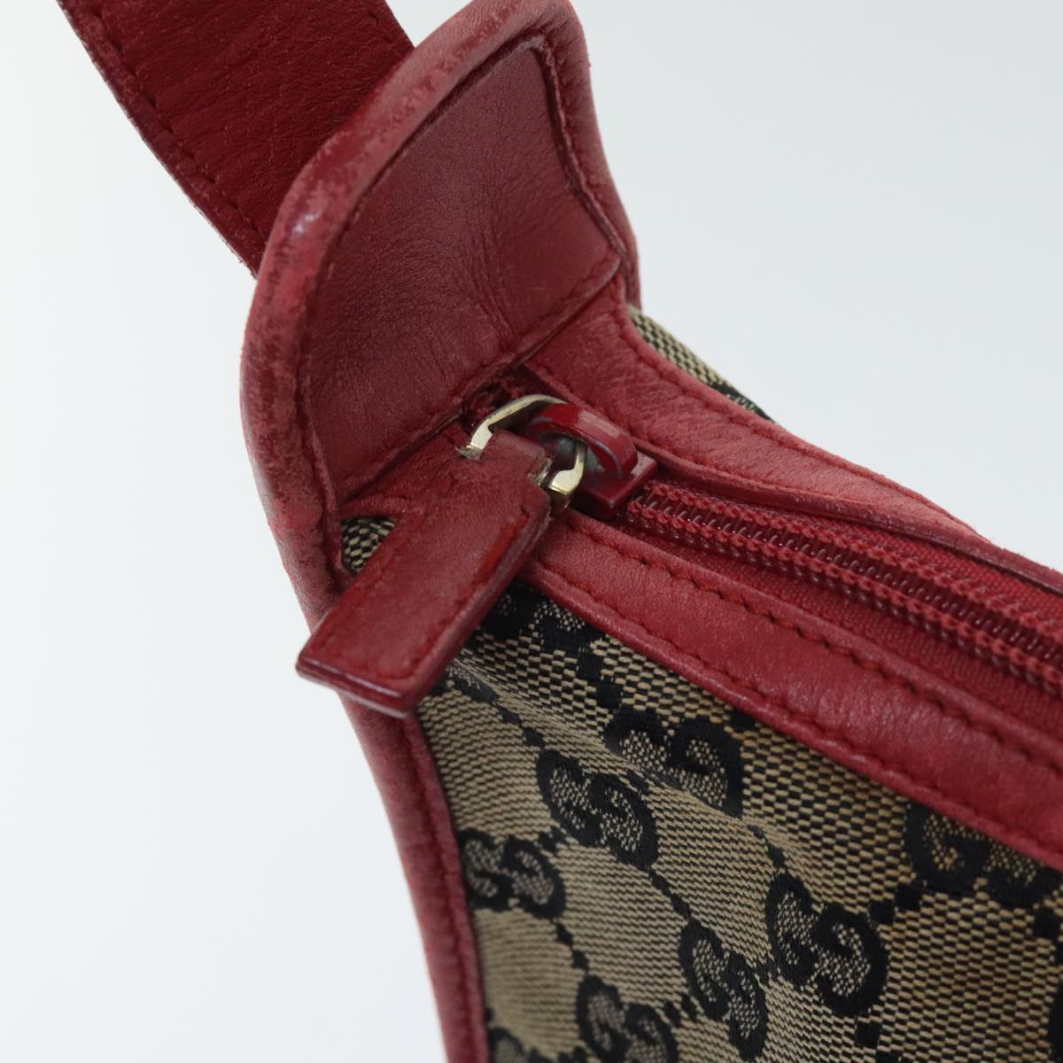 GUCCI GG Canvas Shoulder Bag Navy Red Auth 89760