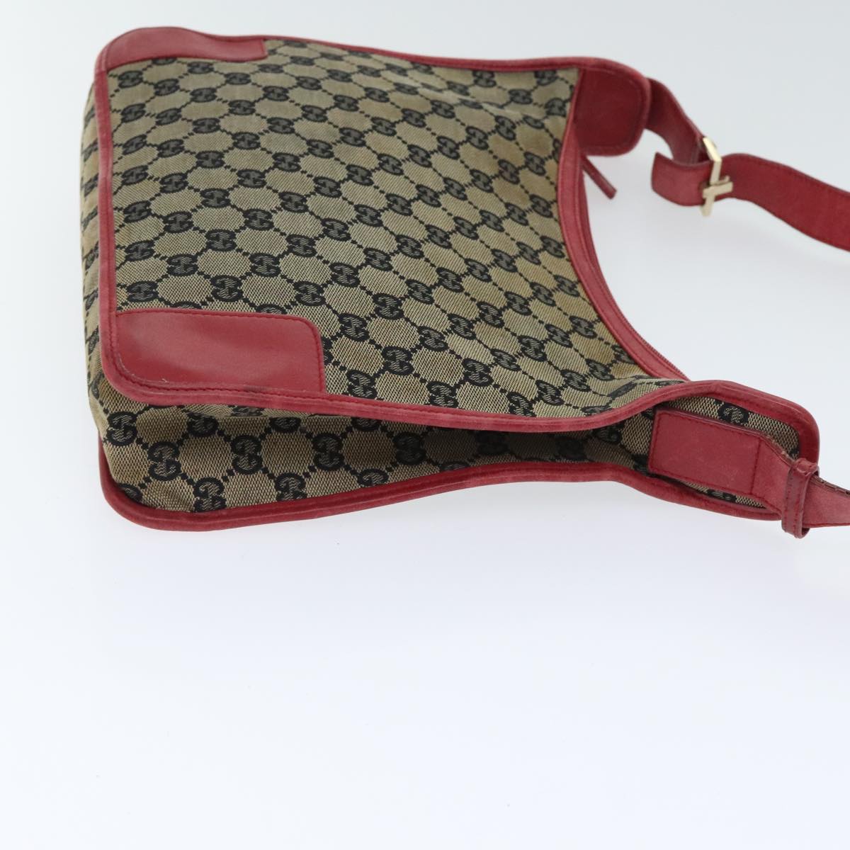 GUCCI GG Canvas Shoulder Bag Navy Red Auth 89760