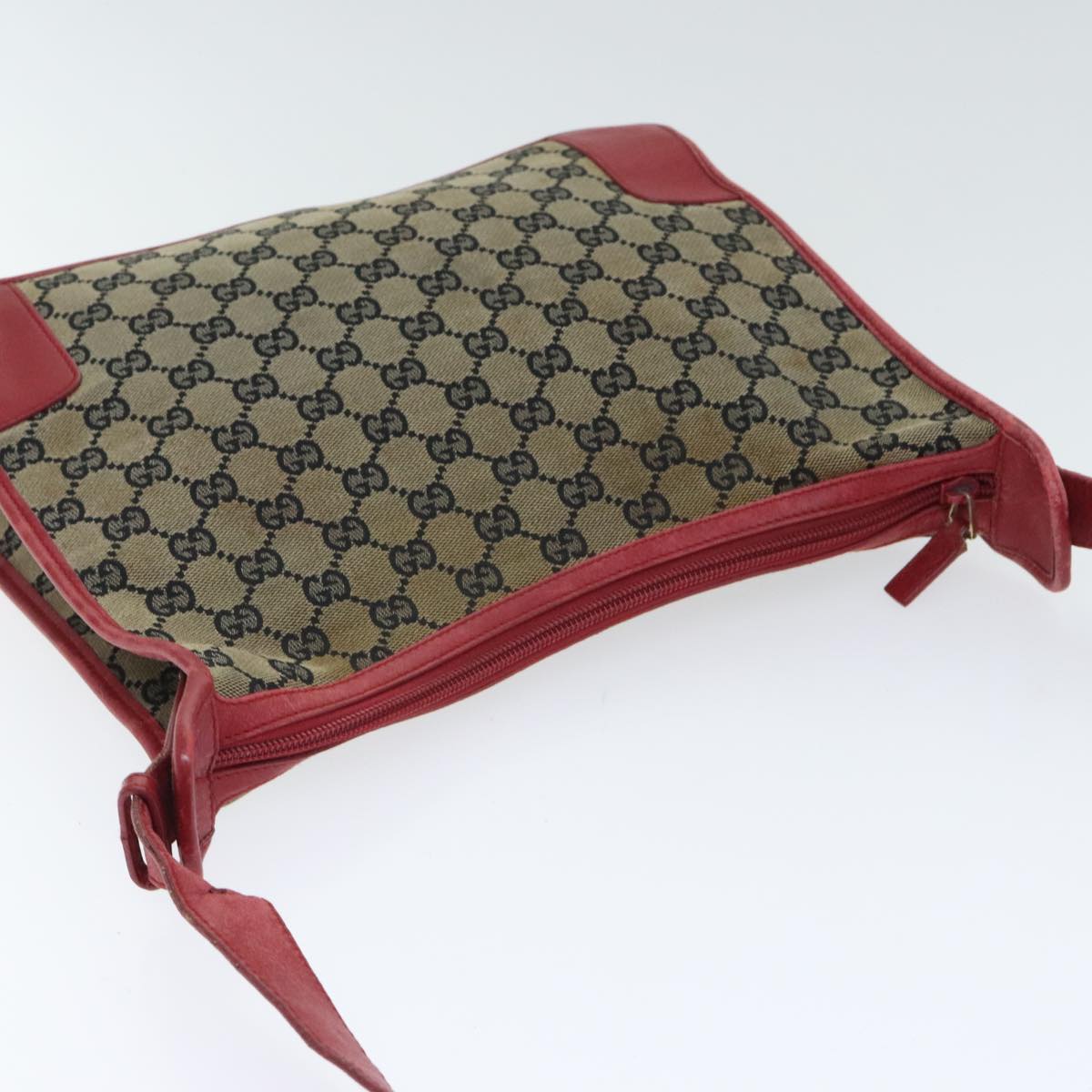 GUCCI GG Canvas Shoulder Bag Navy Red Auth 89760