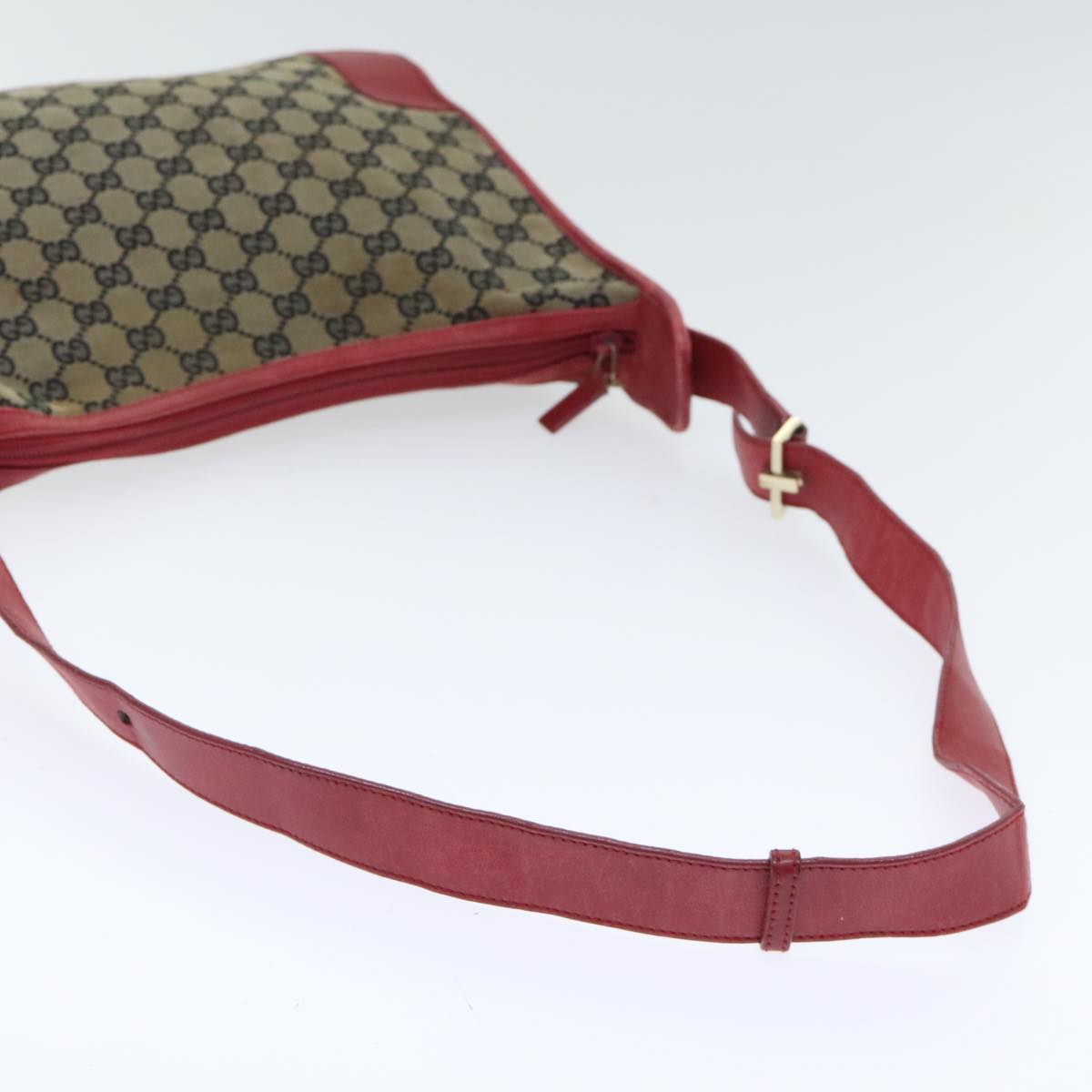 GUCCI GG Canvas Shoulder Bag Navy Red Auth 89760