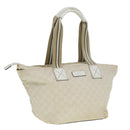 GUCCI GG Canvas Sherry Line Tote Bag White Auth 89762-1