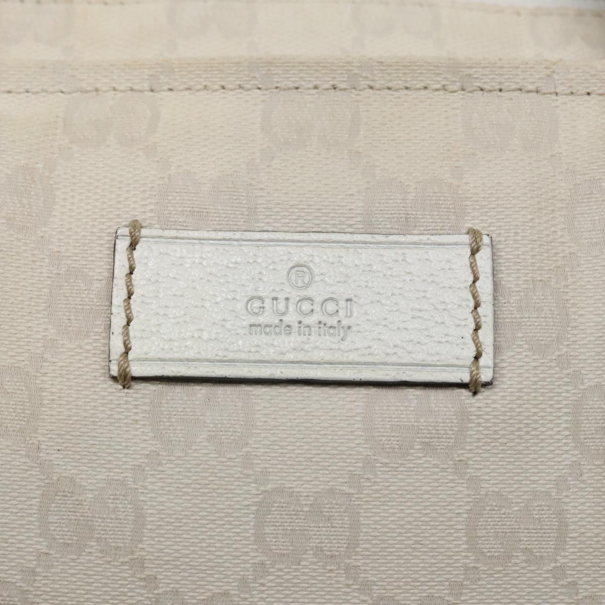 GUCCI GG Canvas Sherry Line Tote Bag White Auth 89762