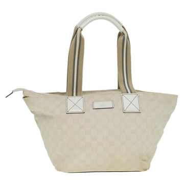 GUCCI GG Canvas Sherry Line Tote Bag White Auth 89762 - 0