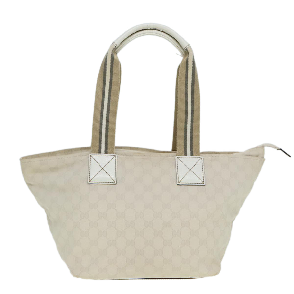 GUCCI GG Canvas Sherry Line Tote Bag White Auth 89762