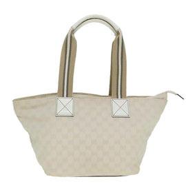 GUCCI GG Canvas Sherry Line Tote Bag White Auth 89762 - 0