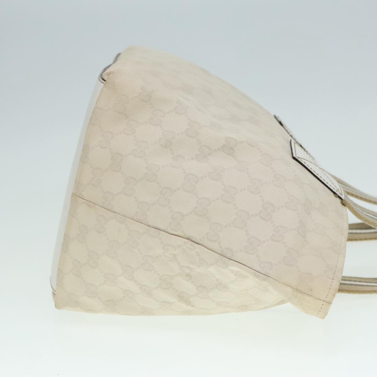 GUCCI GG Canvas Sherry Line Tote Bag White Auth 89762