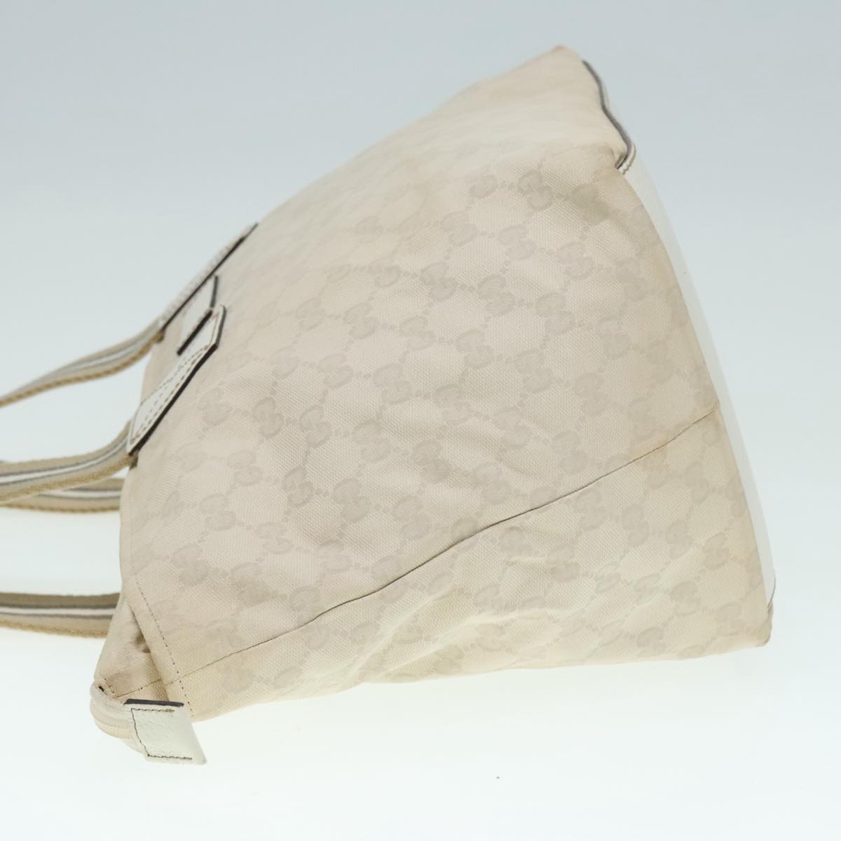 GUCCI GG Canvas Sherry Line Tote Bag White Auth 89762