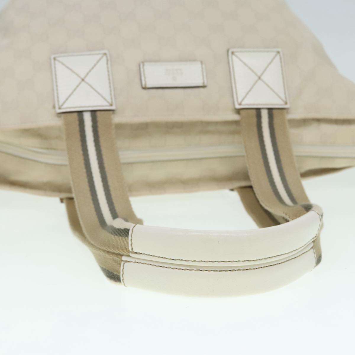 GUCCI GG Canvas Sherry Line Tote Bag White Auth 89762