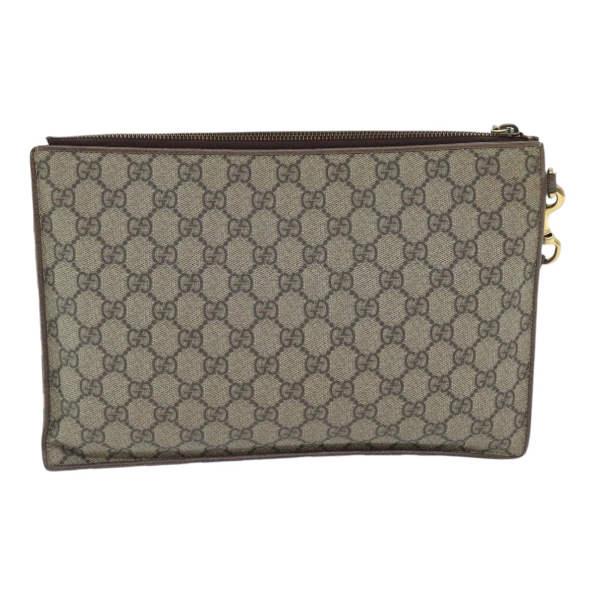 GUCCI GG Supreme Clutch Bag PVC Beige 473915 Auth 89765