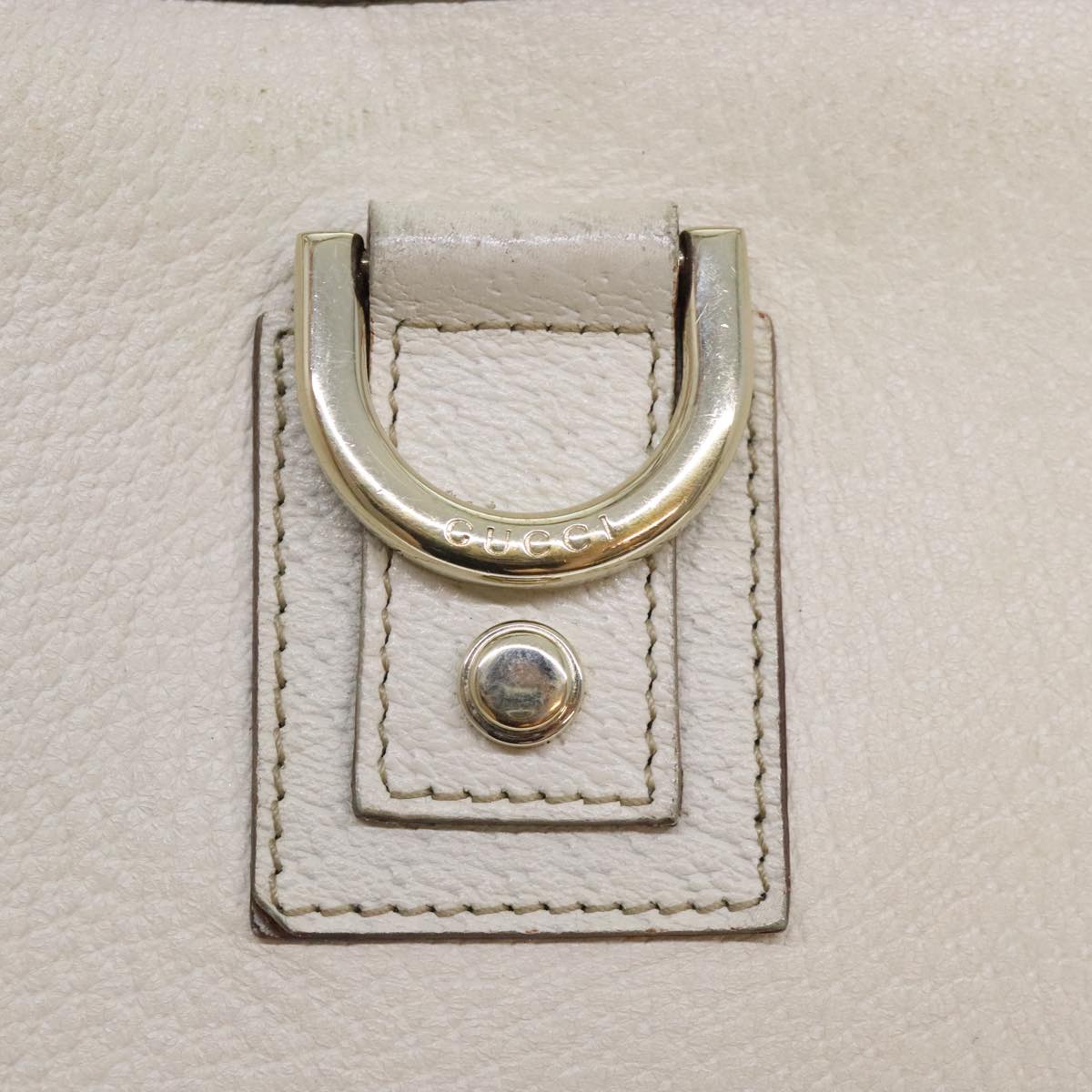 GUCCI Tote Bag Leather White Gold 141472 Auth 89767