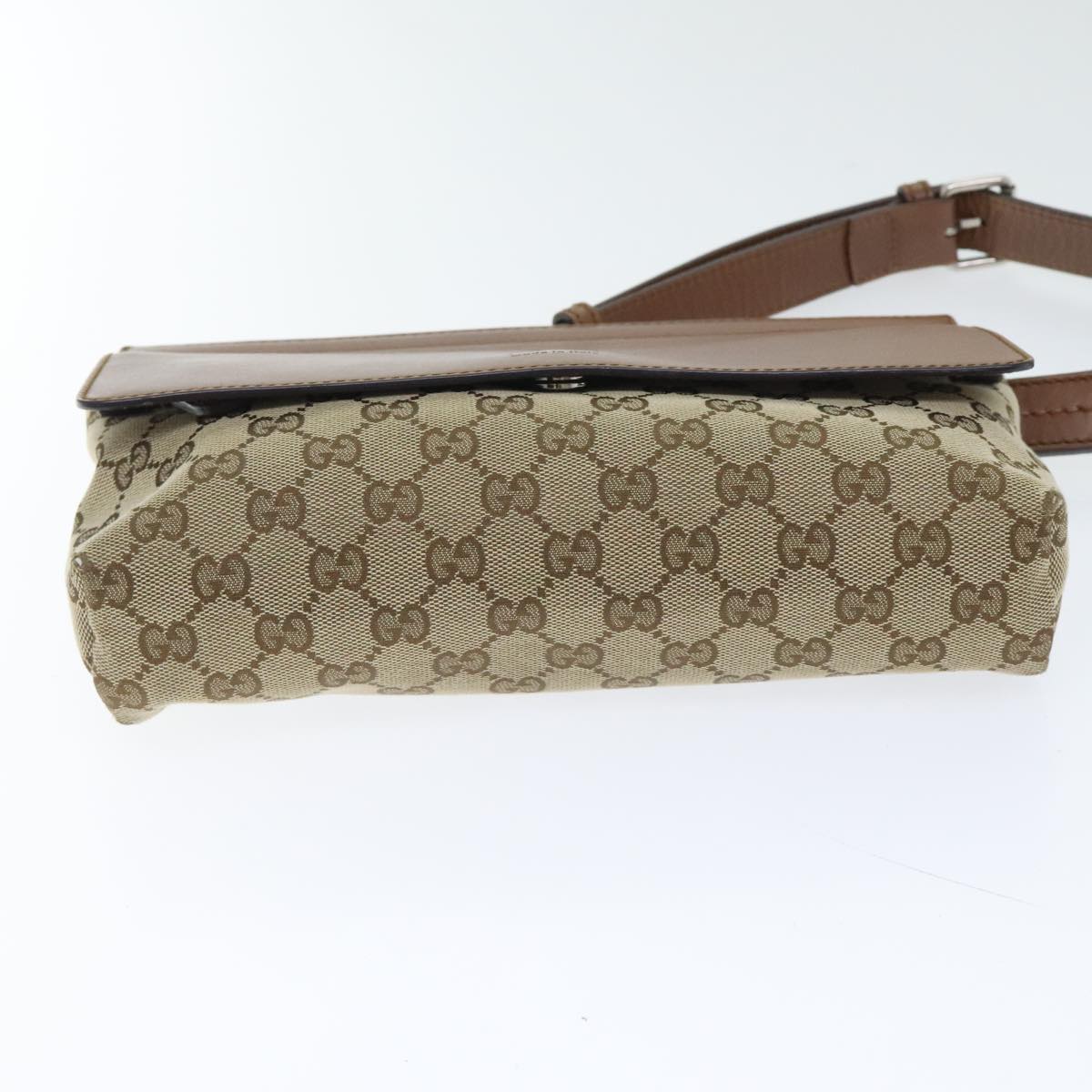 GUCCI GG Canvas Web Sherry Line Waist bag Beige Silver Red Auth 89770