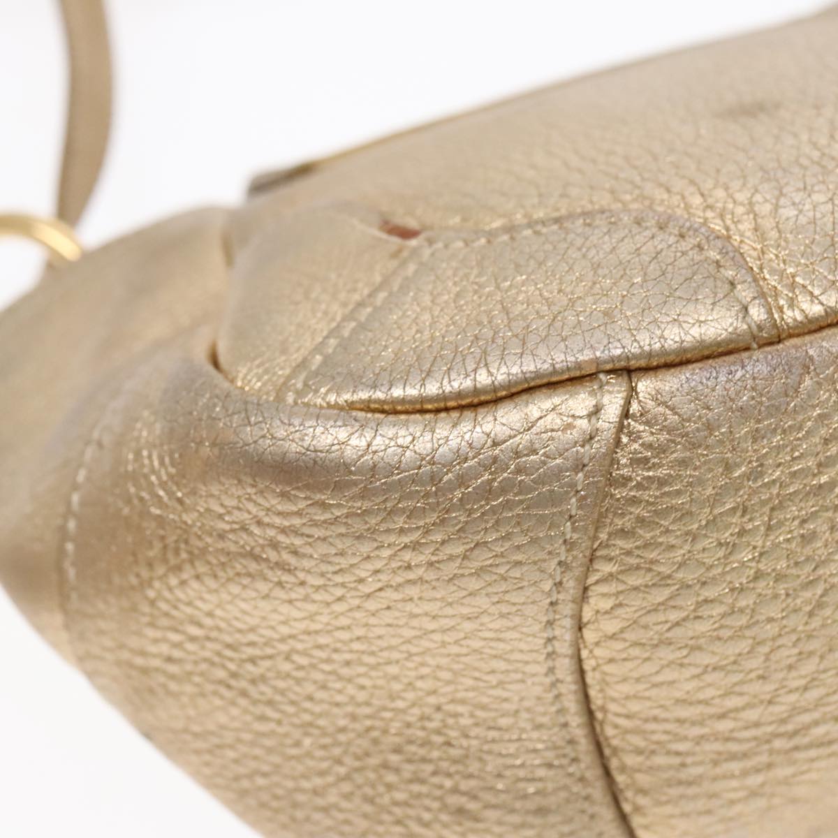 PRADA Shoulder Bag Leather Gold Auth 89788