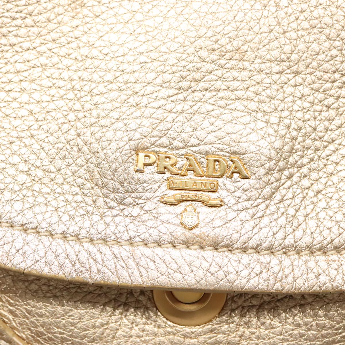 PRADA Shoulder Bag Leather Gold Auth 89788