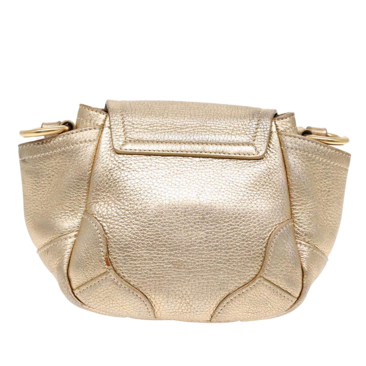 PRADA Shoulder Bag Leather Gold Auth 89788 - 0