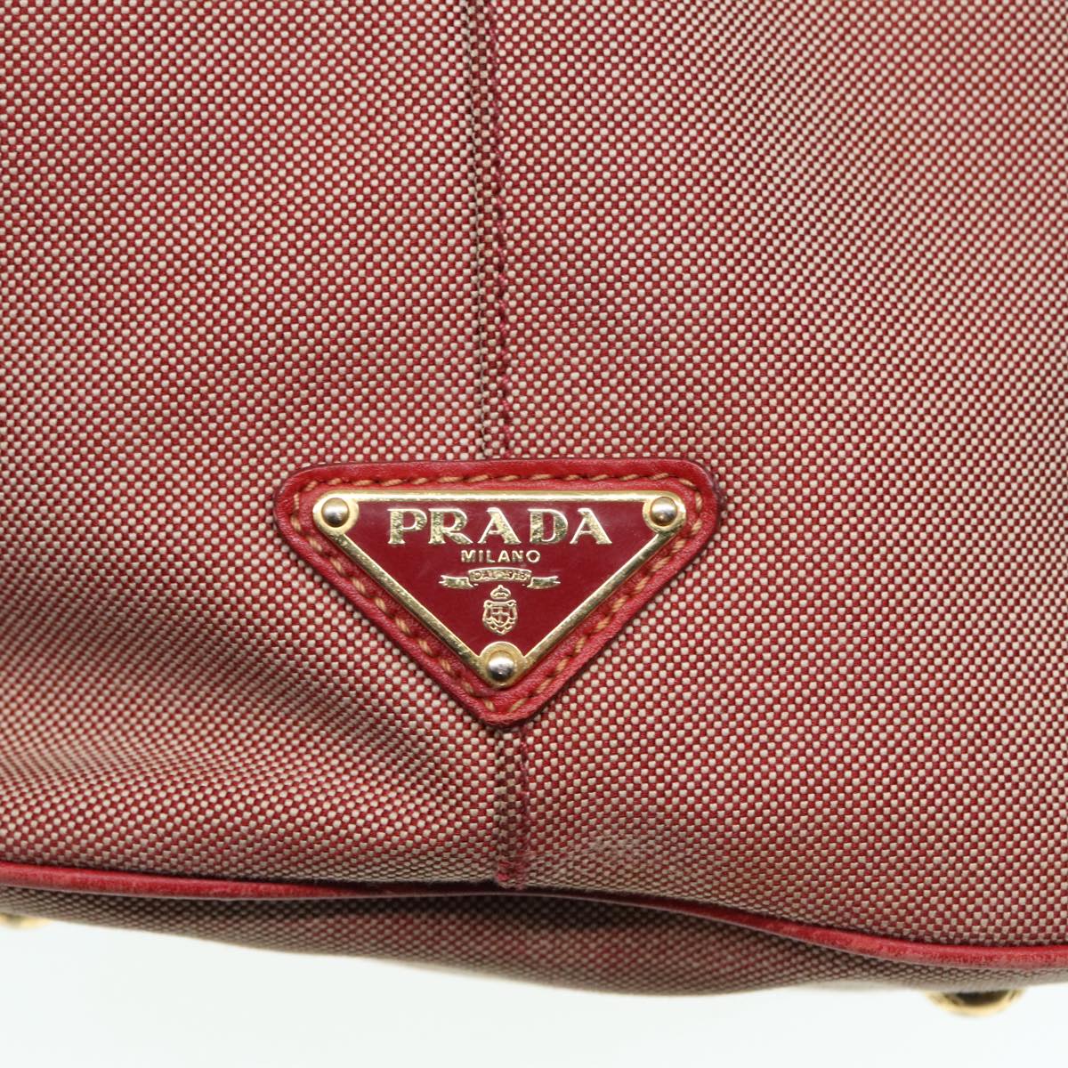 PRADA Hand Bag Canvas Red Auth 89789