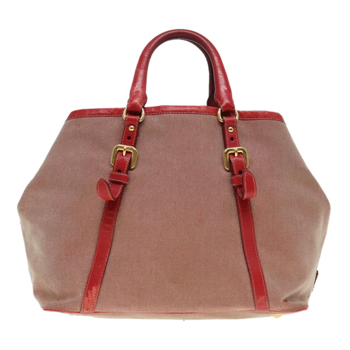 PRADA Hand Bag Canvas Red Auth 89789 - 0