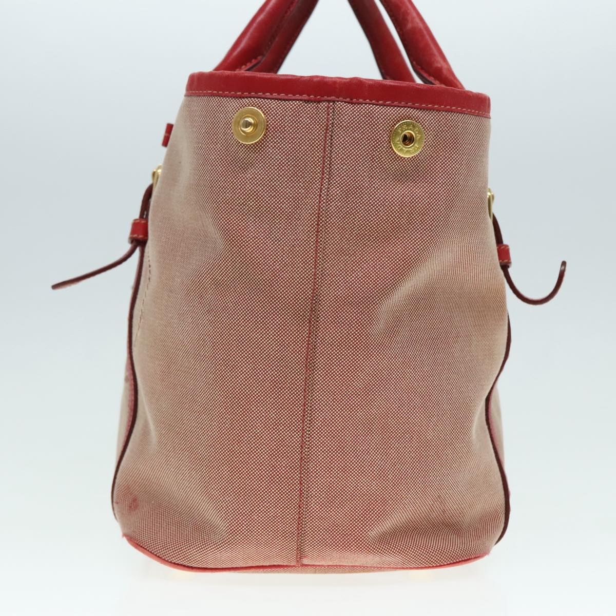 PRADA Hand Bag Canvas Red Auth 89789