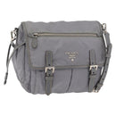 PRADA Shoulder Bag Nylon Gray Silver Auth 89792-33