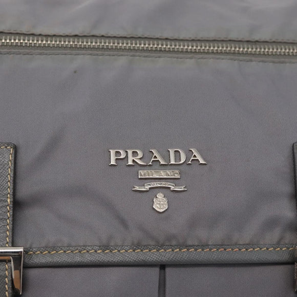 PRADA Shoulder Bag Nylon Gray Silver Auth 89792